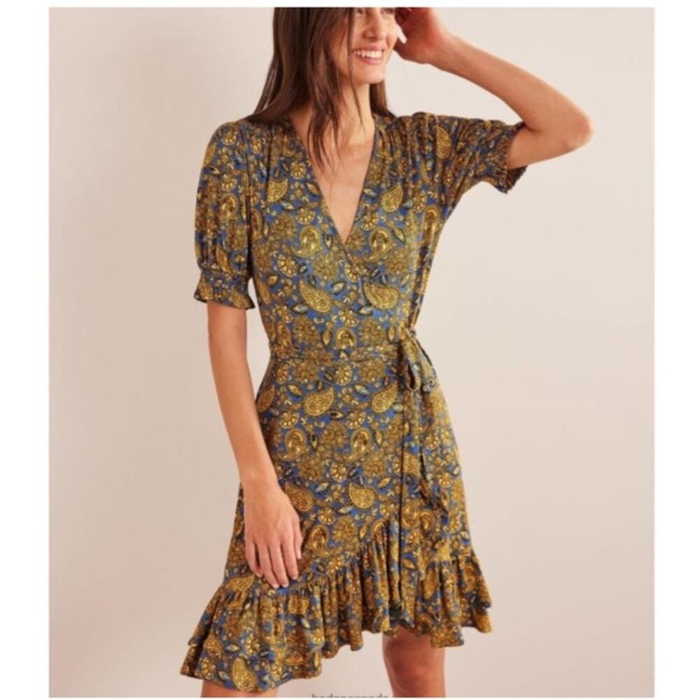 Boden Ruffle Wrap Jersey Mini Dress